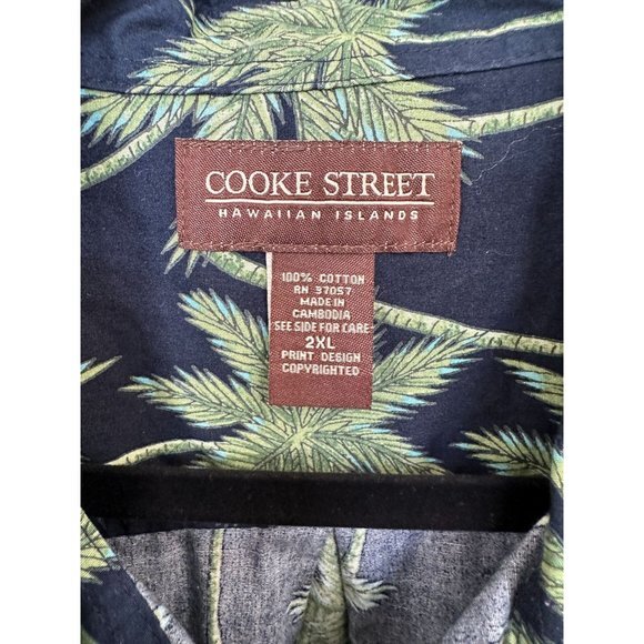 Cookie Street mens Blue Palm tree Shirt 2XL short sleeve button up cotton - Picture 3 of 7